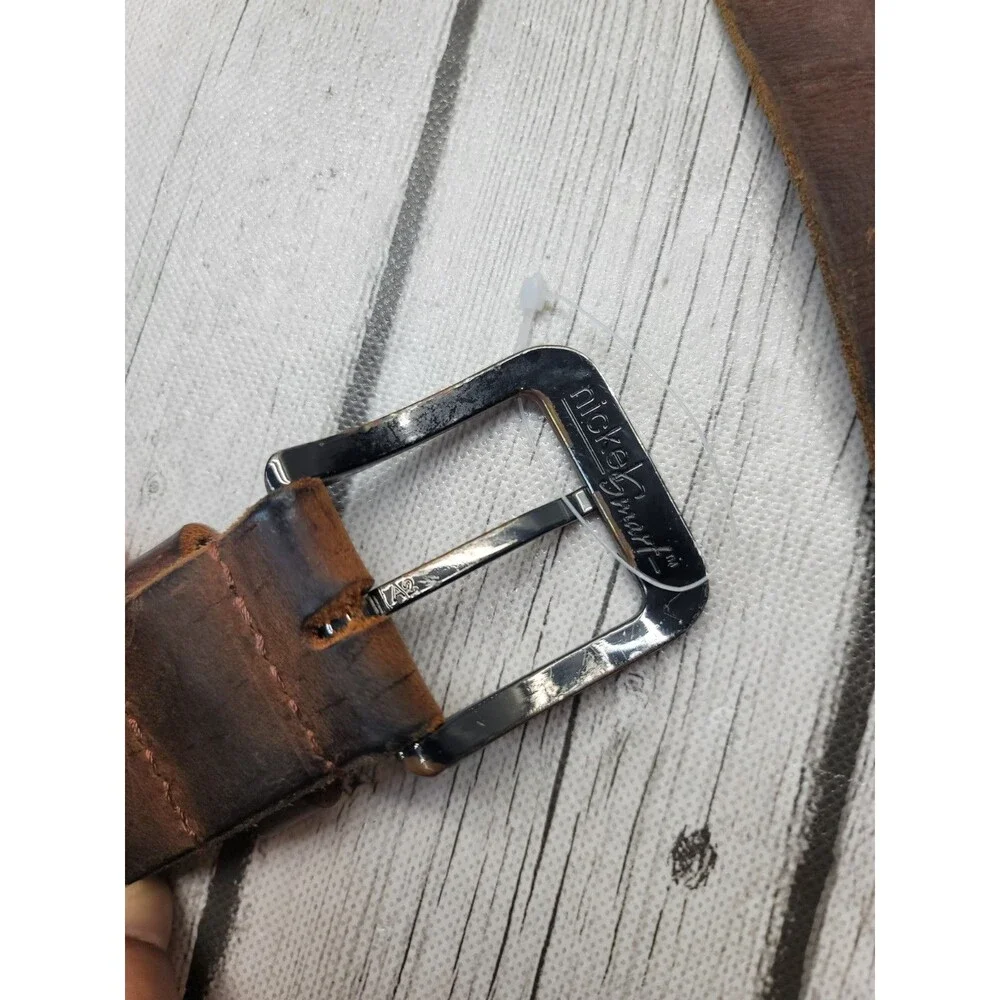 Nickel Smart Black Brown Leather Belt W/ Silver Buckle Men's 42 Lot Of 2